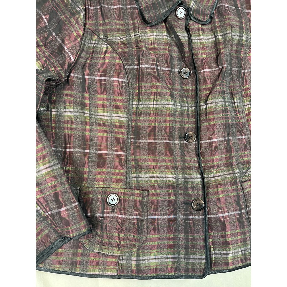 Chicos Reversible Plaid Button Front Jacket Burgu… - image 5